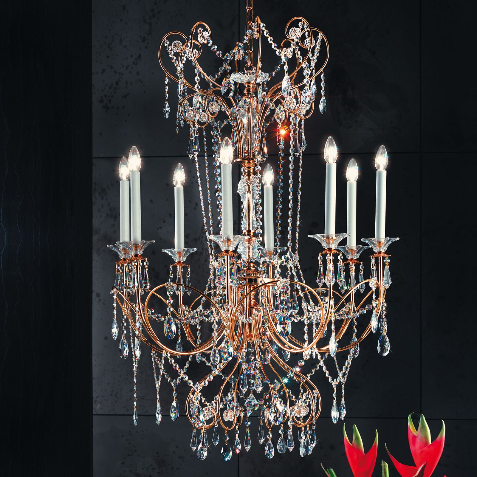 Chandelier KATHARINA, 8-lamps, gold, 85 cm
