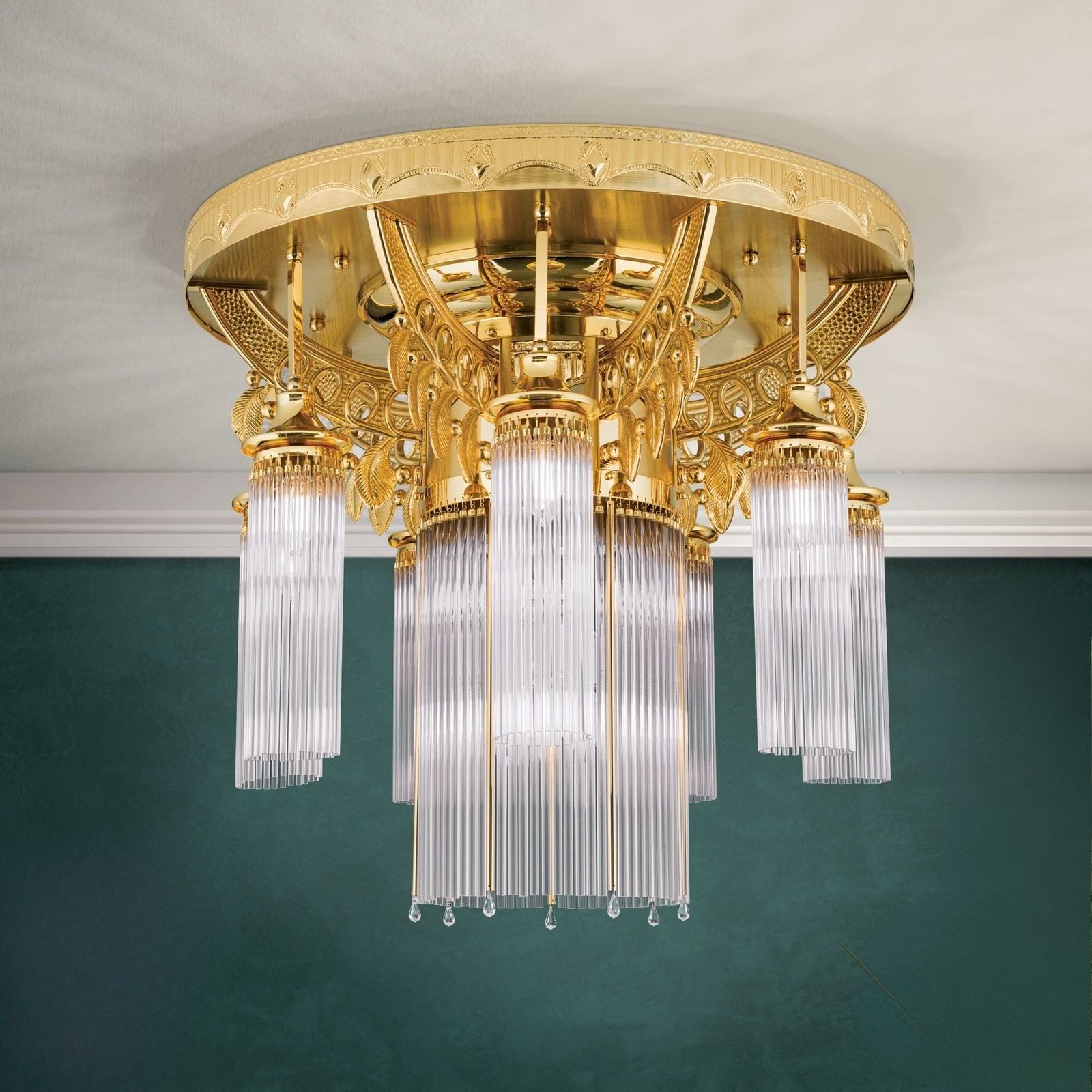 Deckenluster ADELE, 8-flammig, Gold, mit Stäbchen