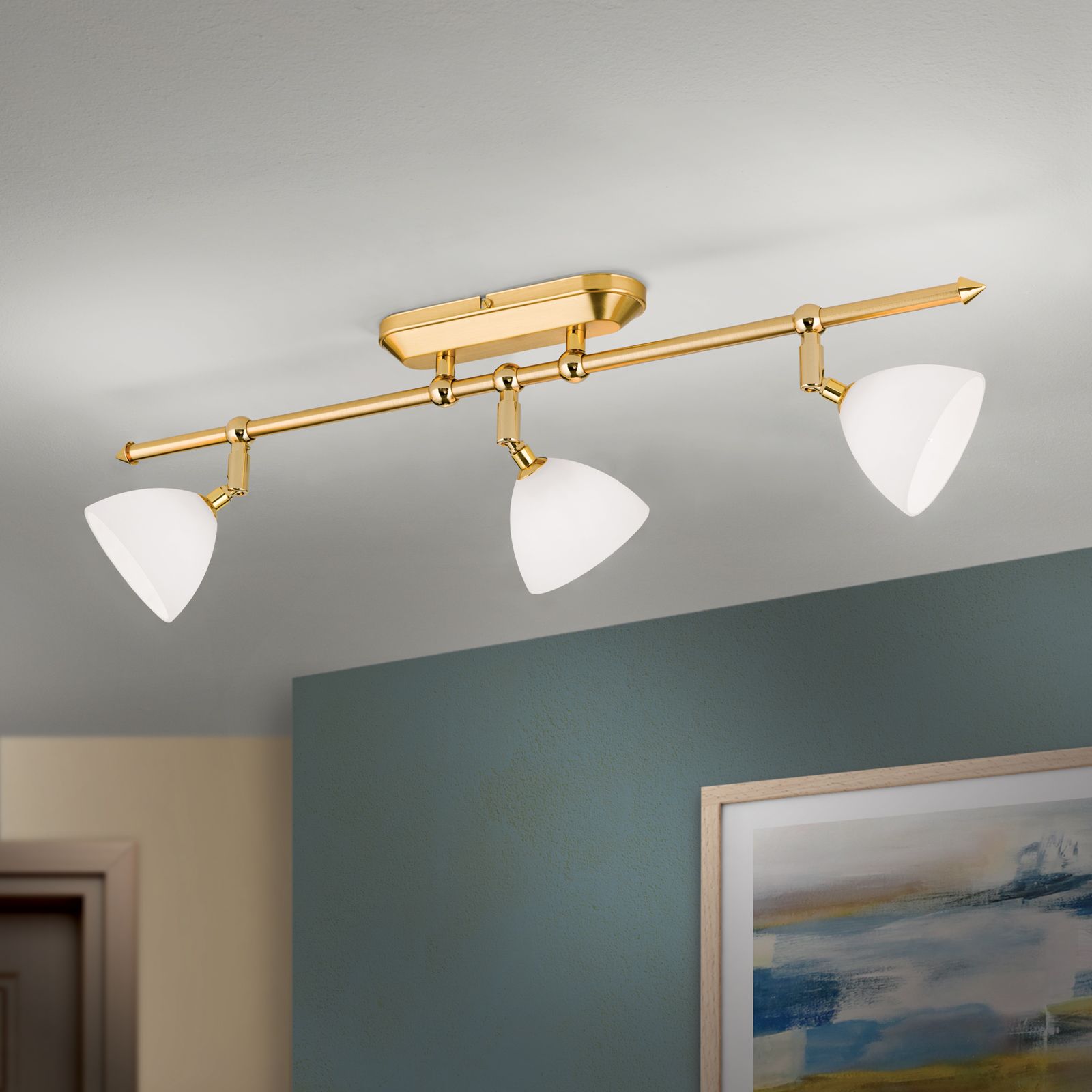 Spotlight OPALDESIGN, 3-flames, gold matt, with opal glass