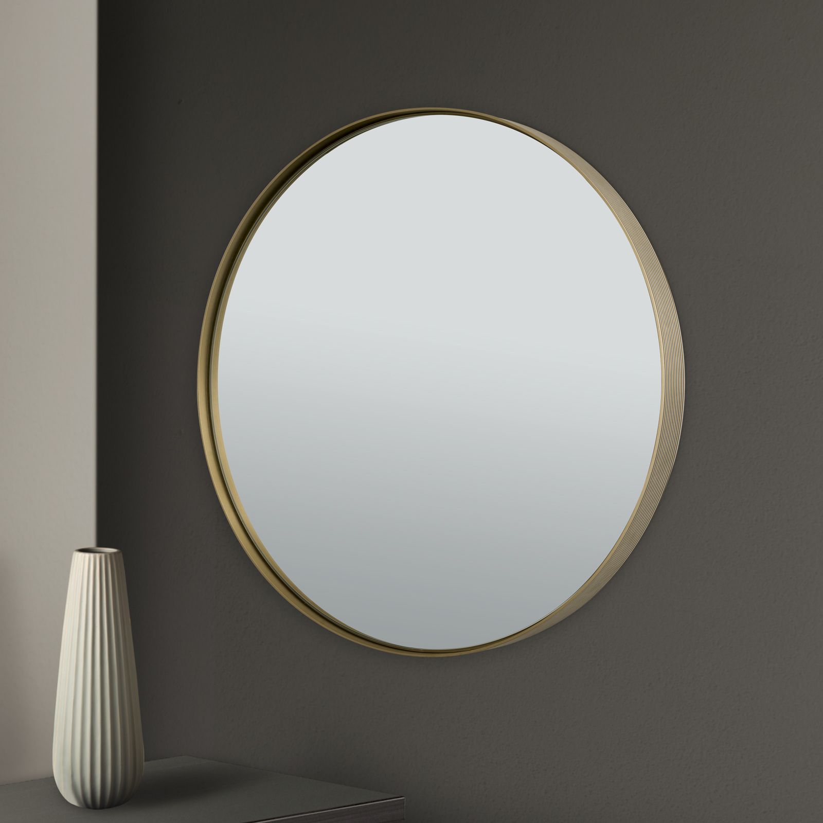 CARLO mirror, Ø 61cm, gold matt anodised