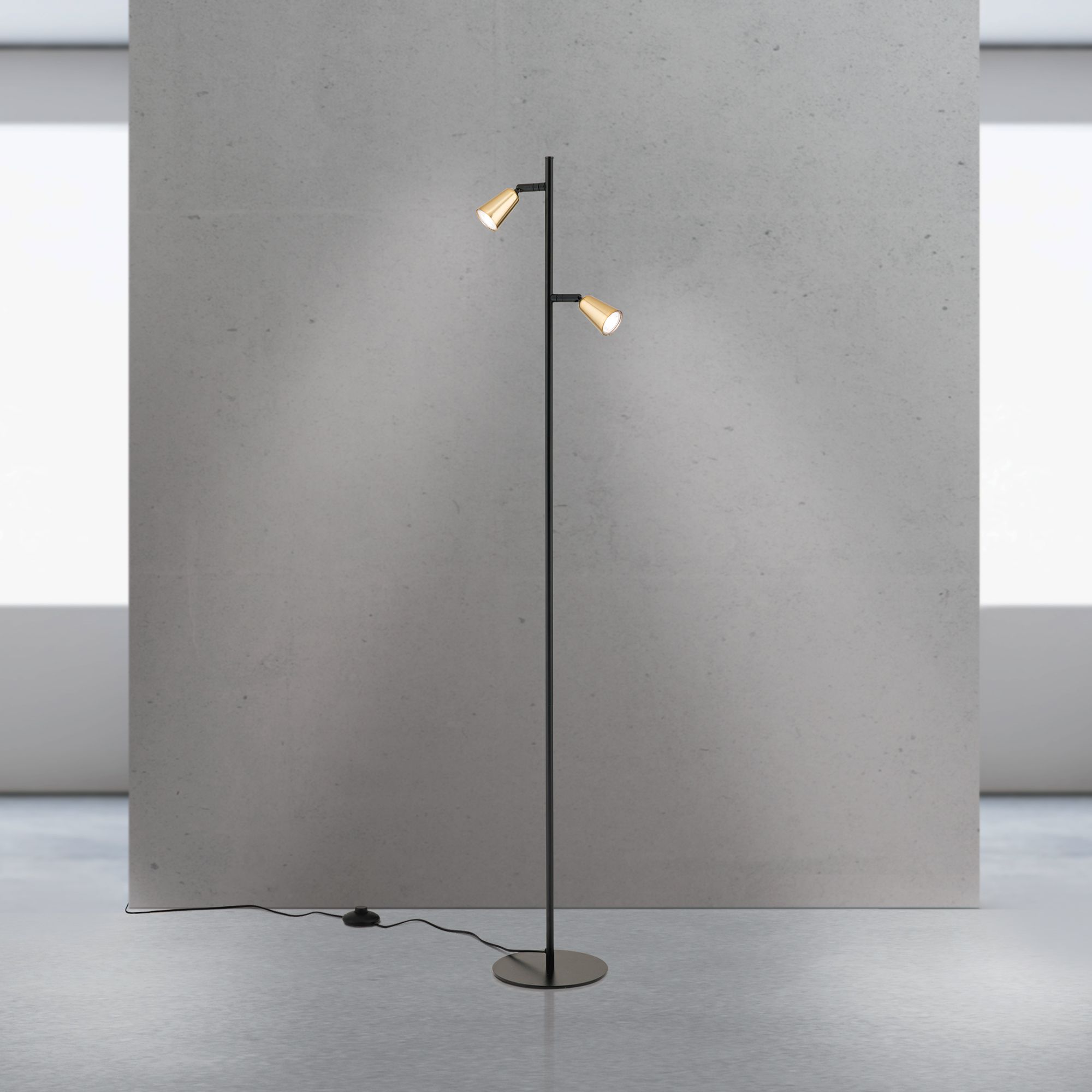 Stehleuchte DOTTY, 2-flammig, schwarz/messing