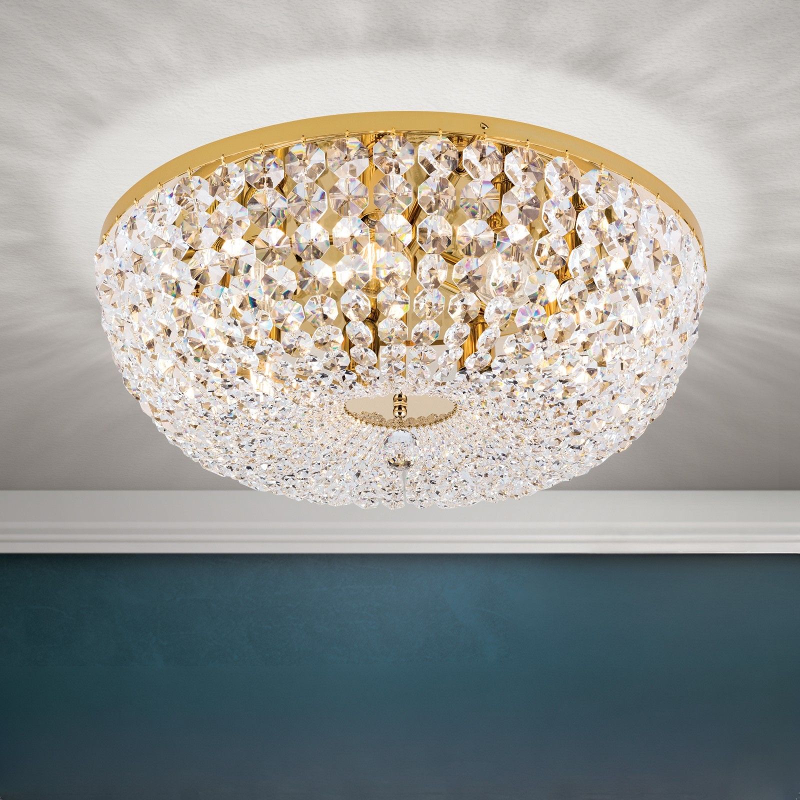 Ceiling chandelier SHERATON, 9-flames, gold, 65 cm