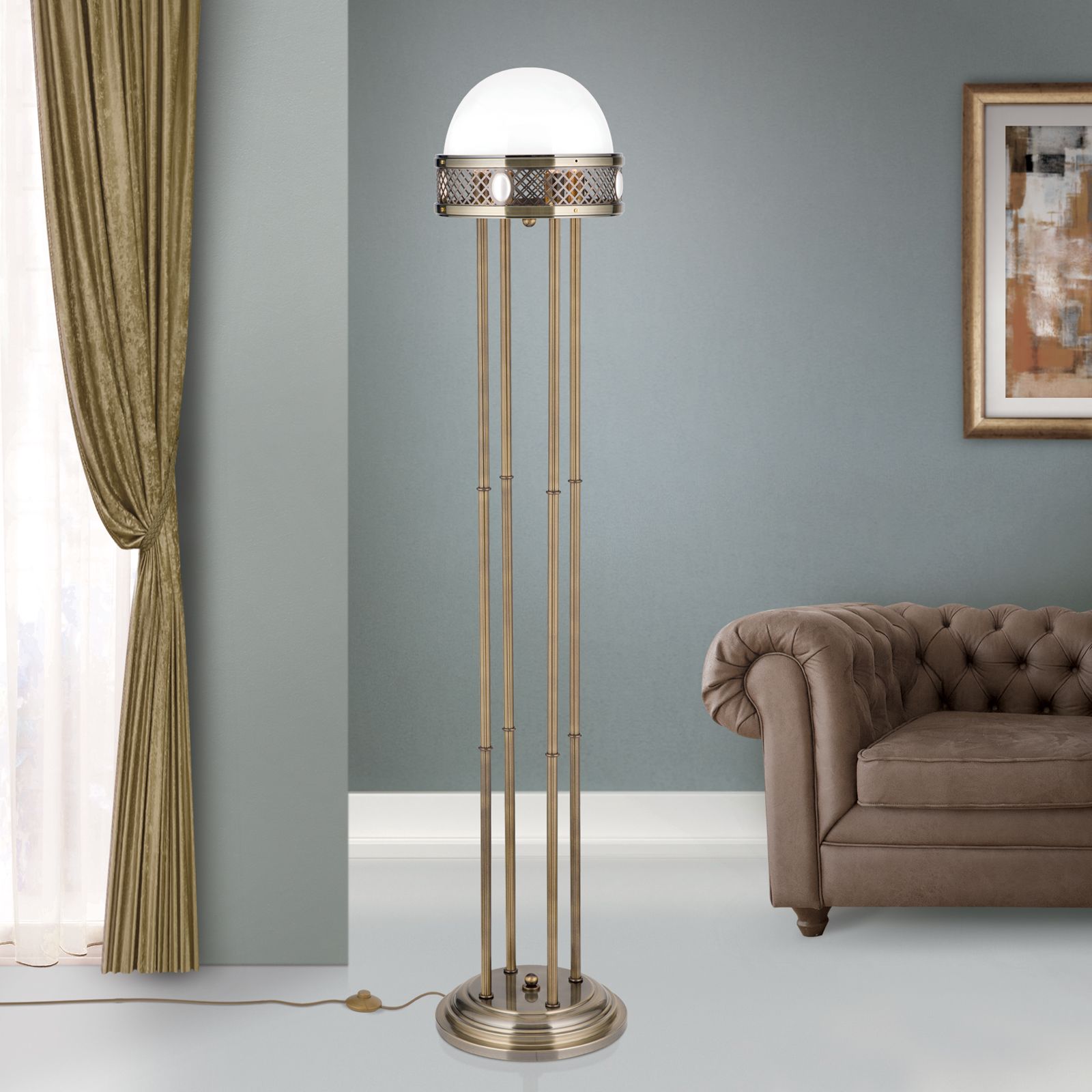 ALT WIEN Floor Lamp, Antique Brass finish