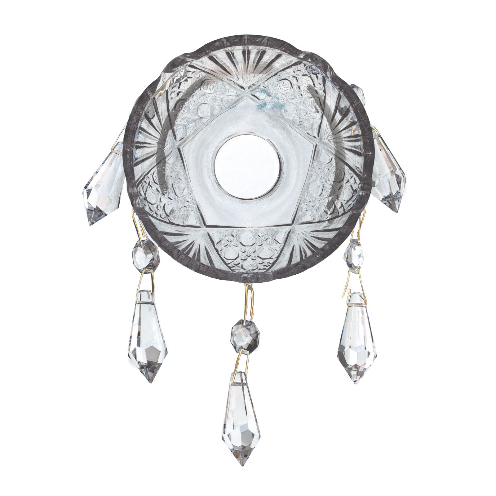 Glass bobeche 2211 with crystals, 27x105mm, hole=26mm