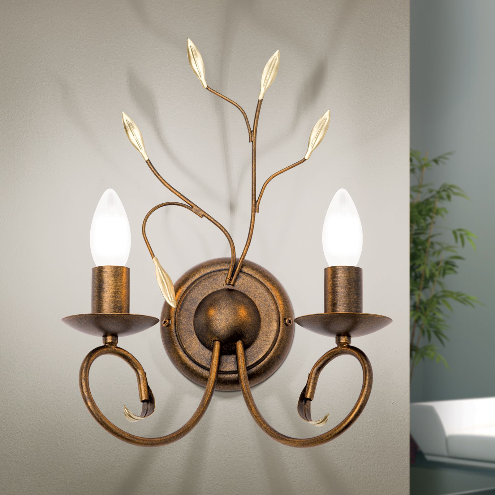 Wandleuchte LUCA, 2-flammig, Antik