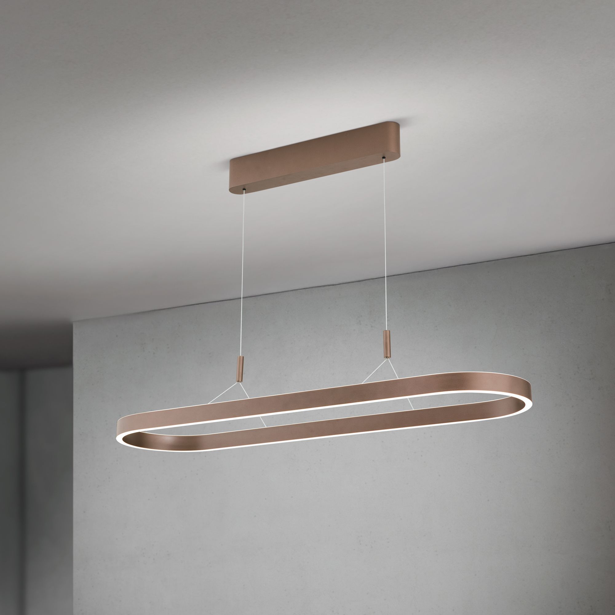 LED pendant lamp CARRARA, 120 cm, bronze