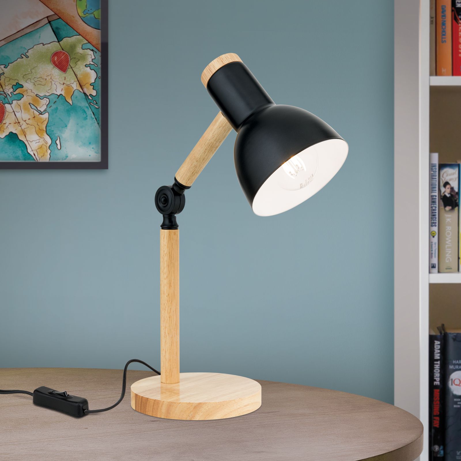 Table lamp ANIKA, wood-black