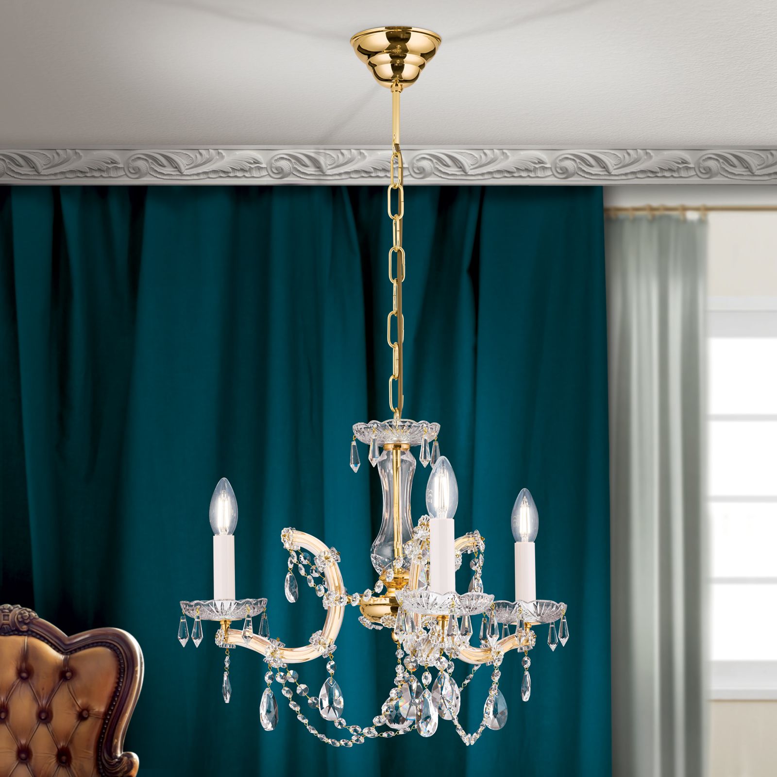 Luster MARIA THERESIA, 3-flammig, Gold