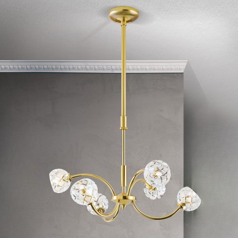 Luster MADERNO, 6-flammig, Gold-matt