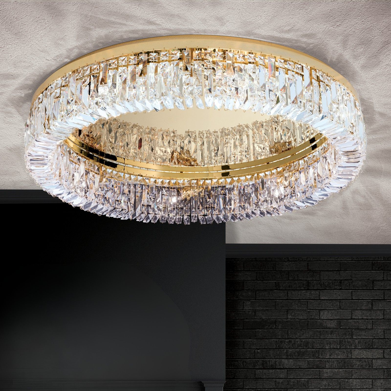 Křišťálové stropní svítidlo RING, 8 světel, zlaté