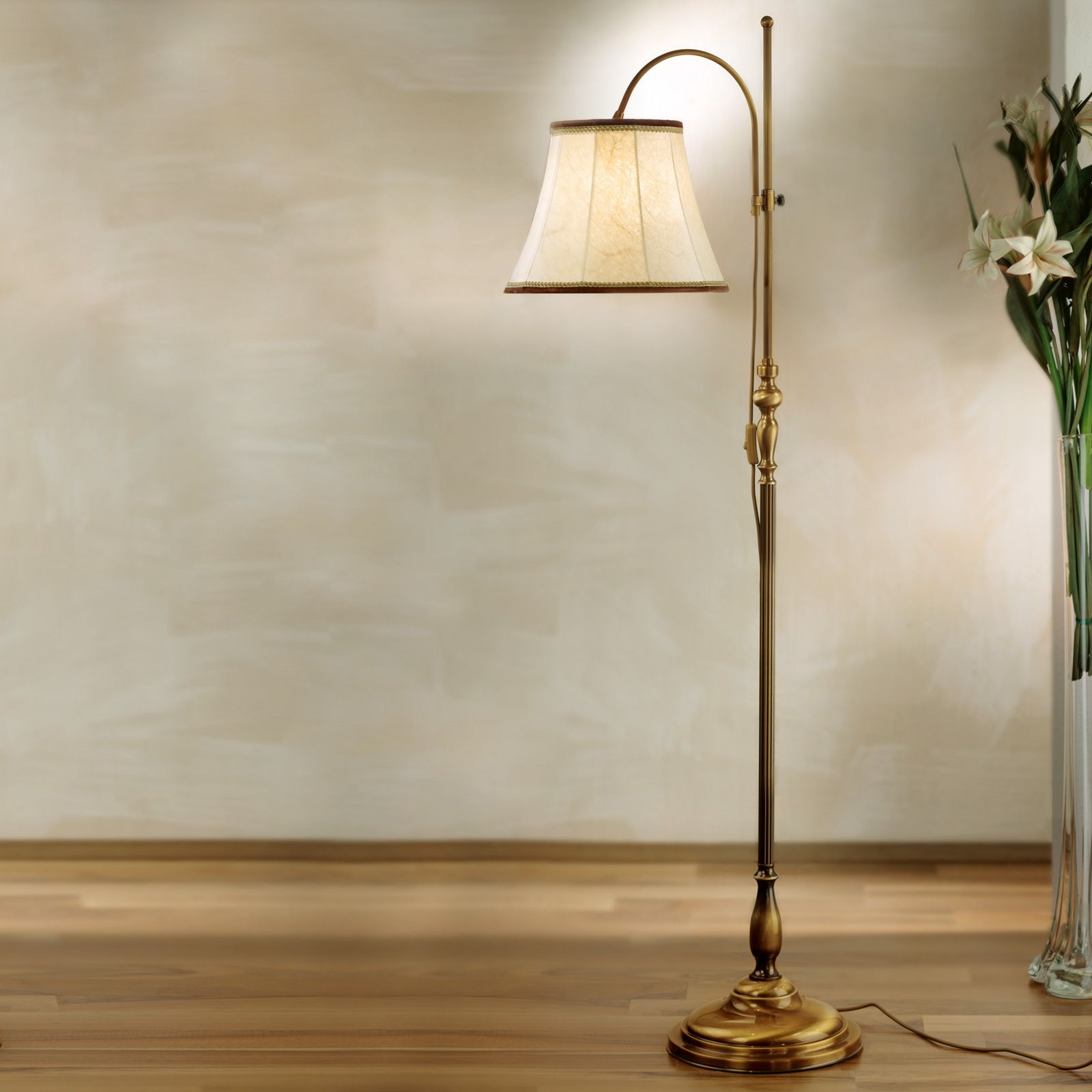 Floor lamp FLÄMISCH, 1-flame, patina