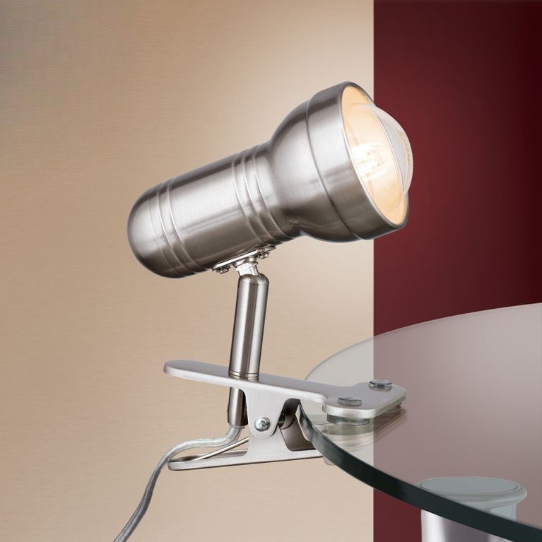 Clamp-on spotlight WILHELM, satinated, short