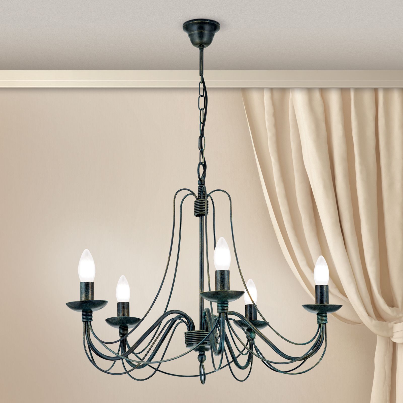 Chandelier VELA, 5-flames, Antique