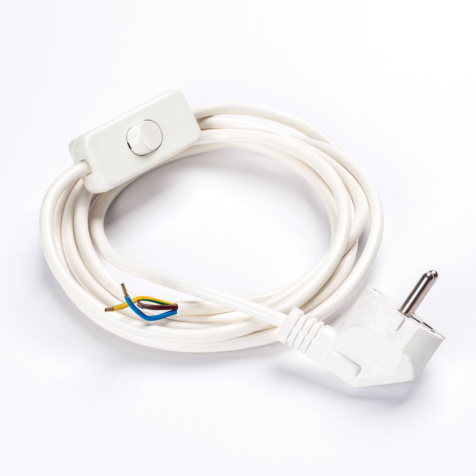 Power cord 240/30, Intermediate switch, Schuko, white