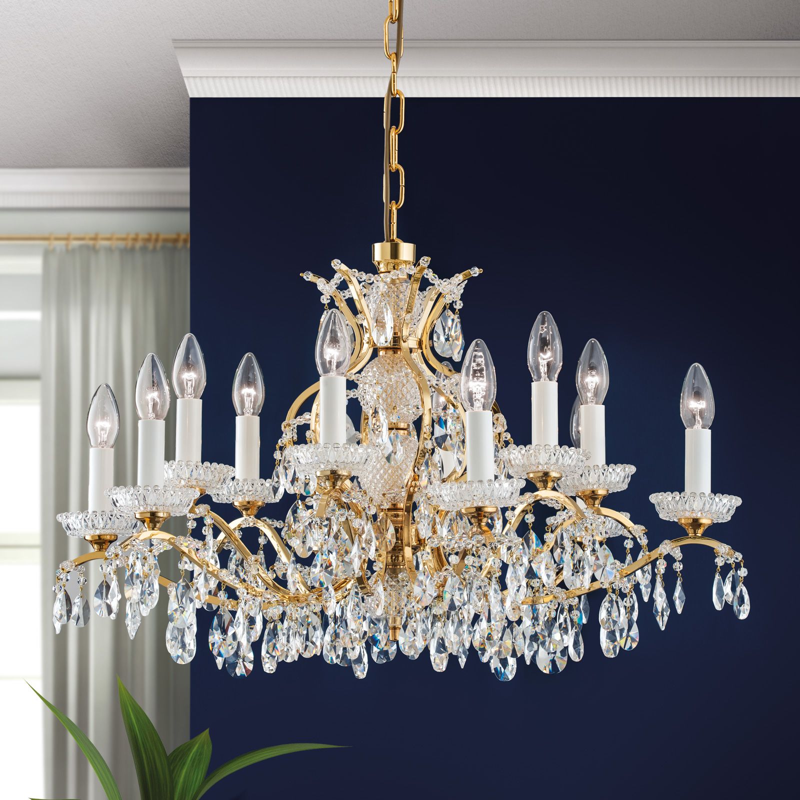 Chandelier HIROHITO, 6+6-flames, gold