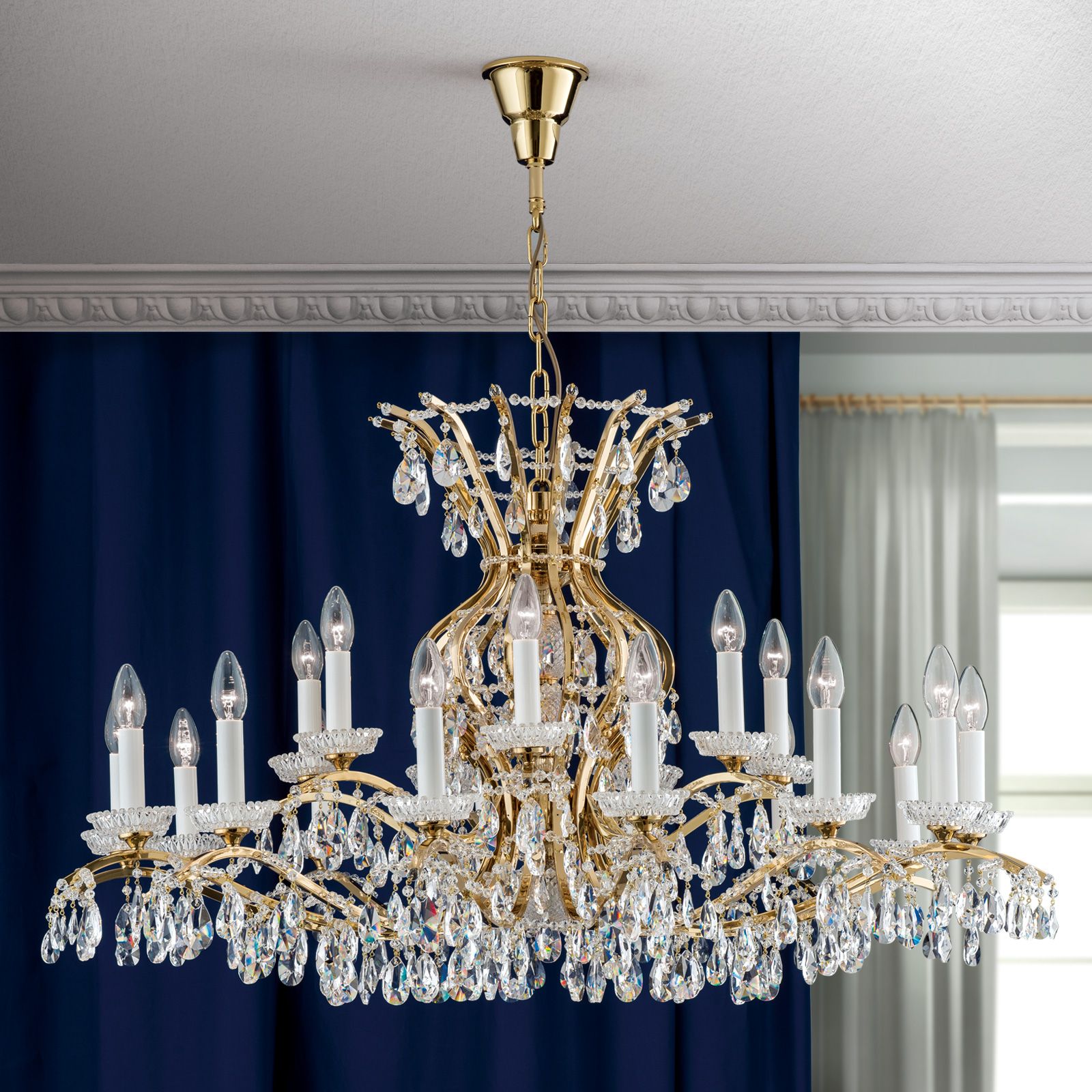 Luster HIROHITO, 21-flammig, Gold