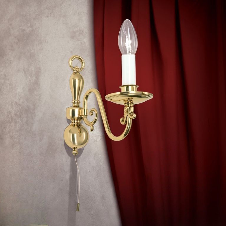 Stilwandleuchte FLÄMISCH, 1-flammig, Messing-glänzend