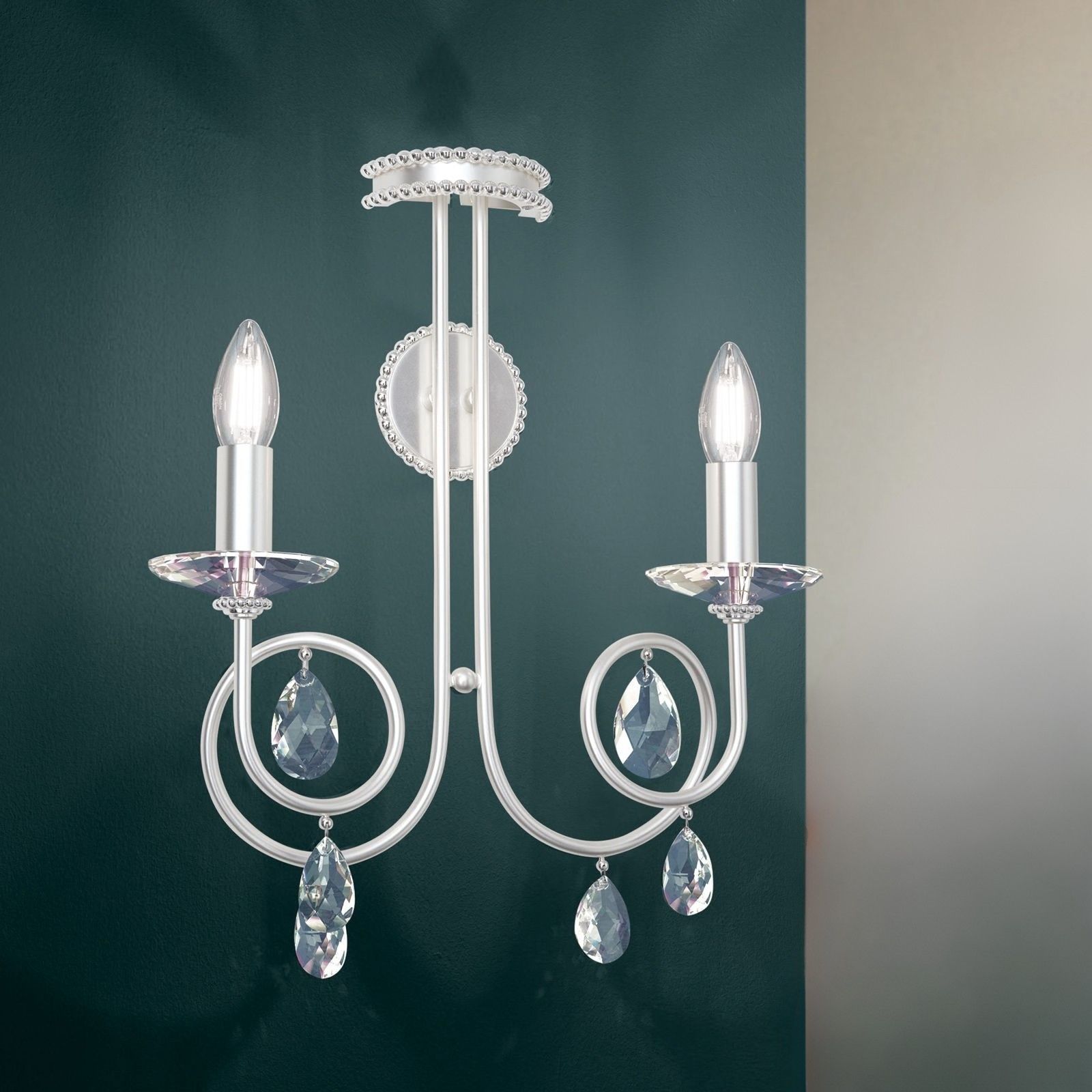 Wall light GIADA, 2 lamps, silver matt finish