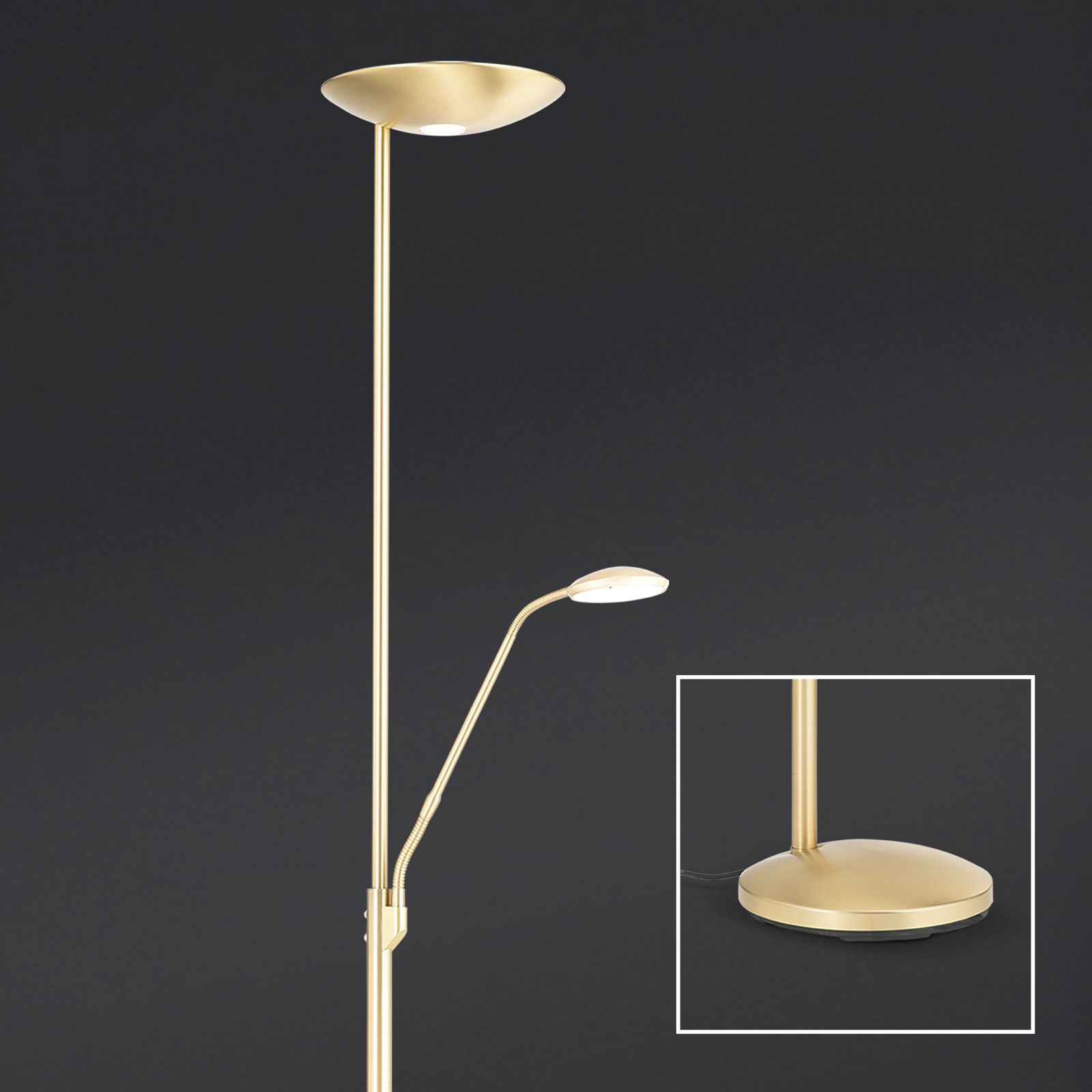 LED-Stehleuchte mit Deckenfluter COBRA, Messing