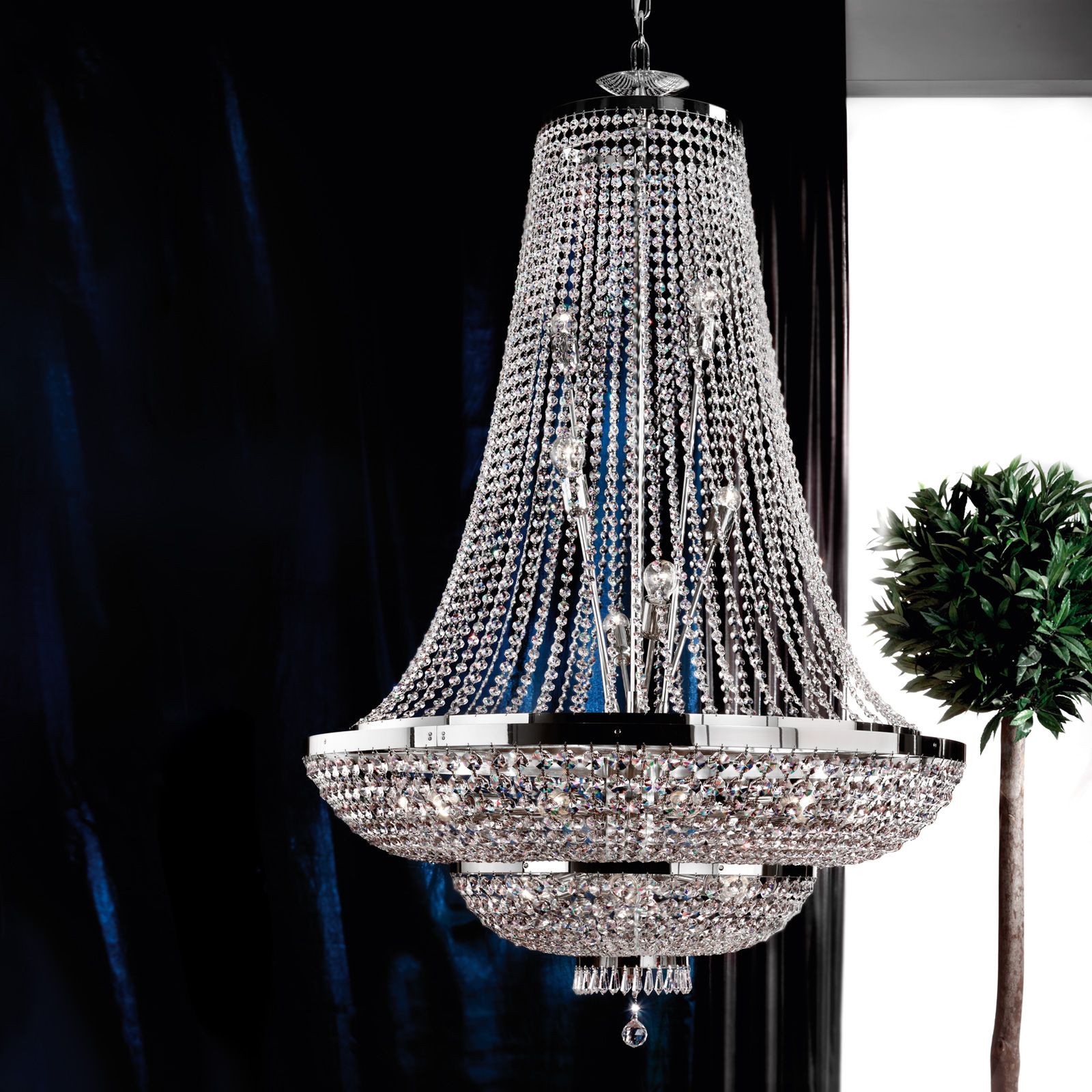 Chandelier SHERATON, 24-flames, chrome, 105 cm