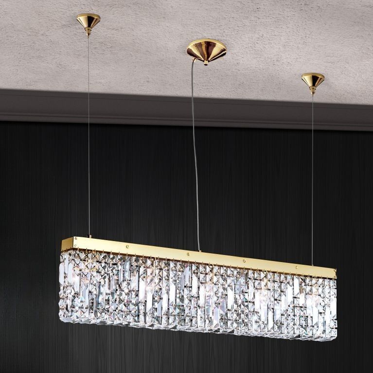 Gerade Hängeleuchte RING, Gold, 90 cm