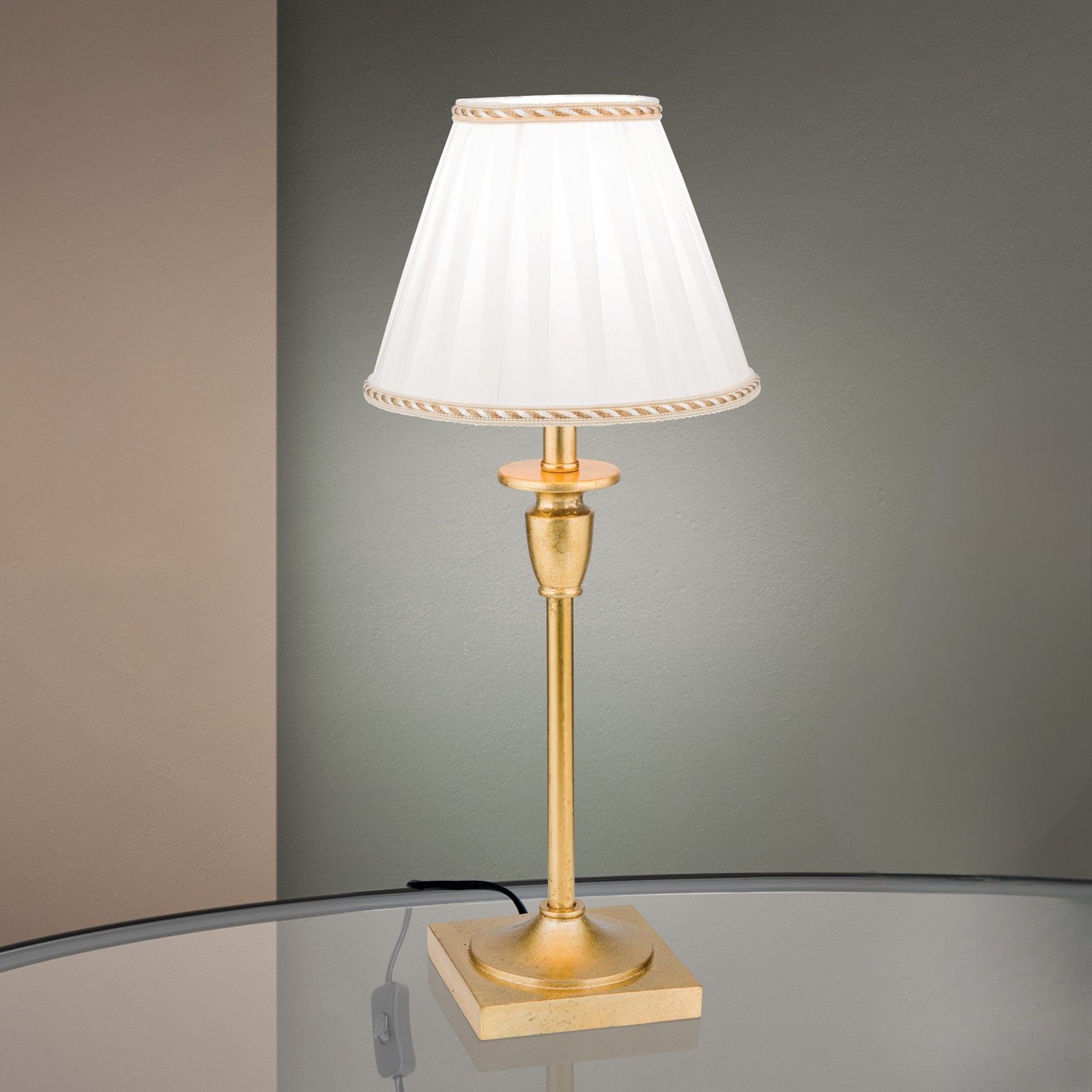 Stolní lampa FONSA, starožitné zlato, V43cm