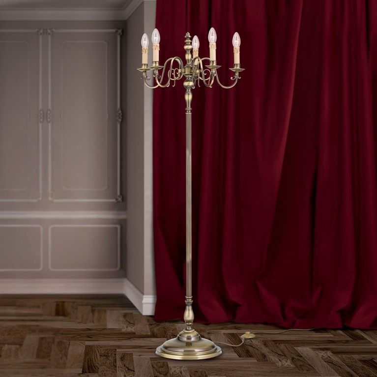 Stehlampe FLÄMISCH, 5-flammig, Patina