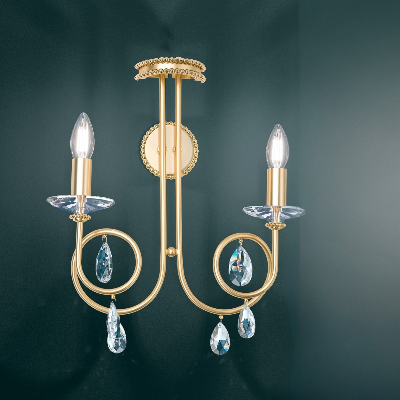 Wall light GIADA, 2-flames, gold-matt