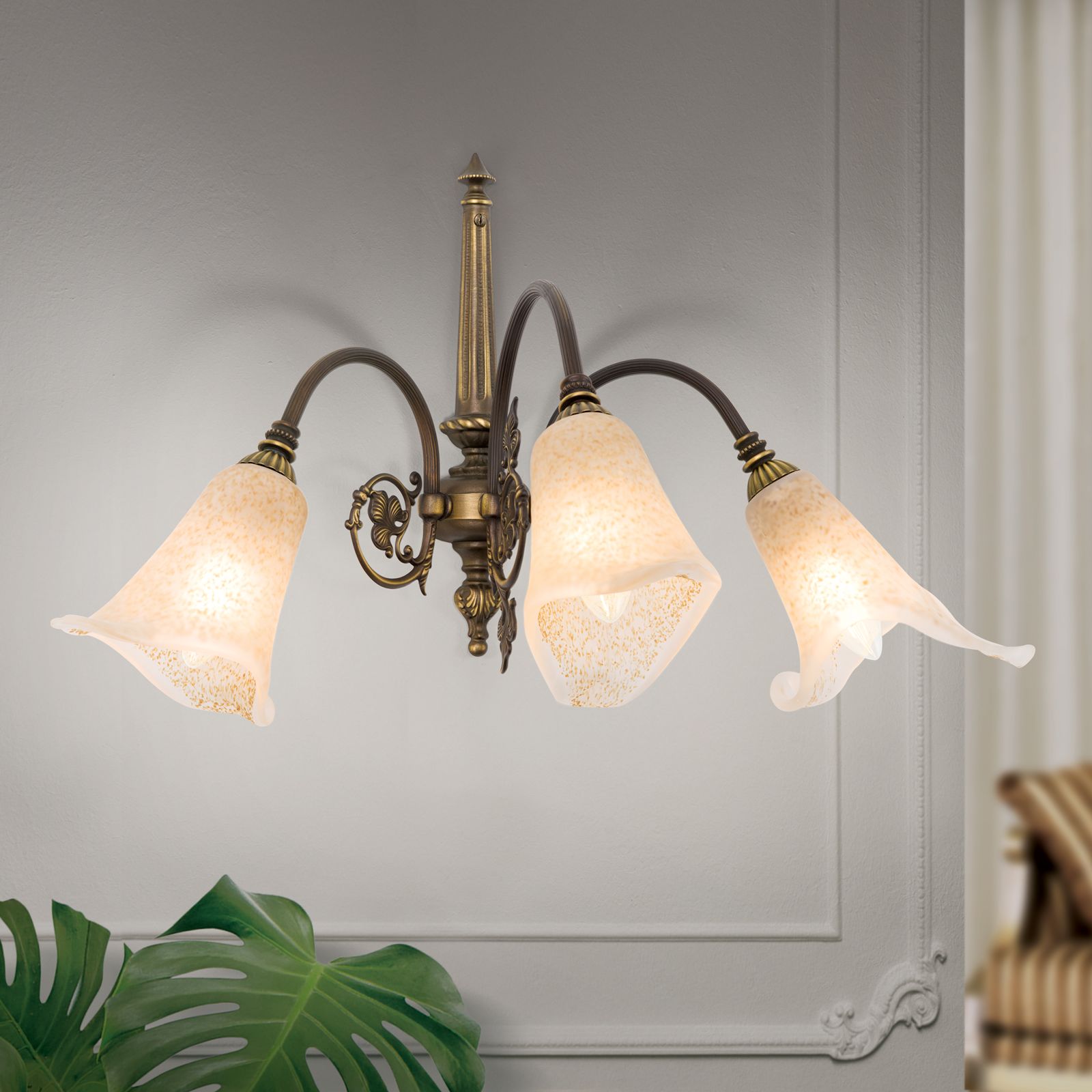 Nástěnné svítidlo TOSCA, 3 žárovky, stará patina