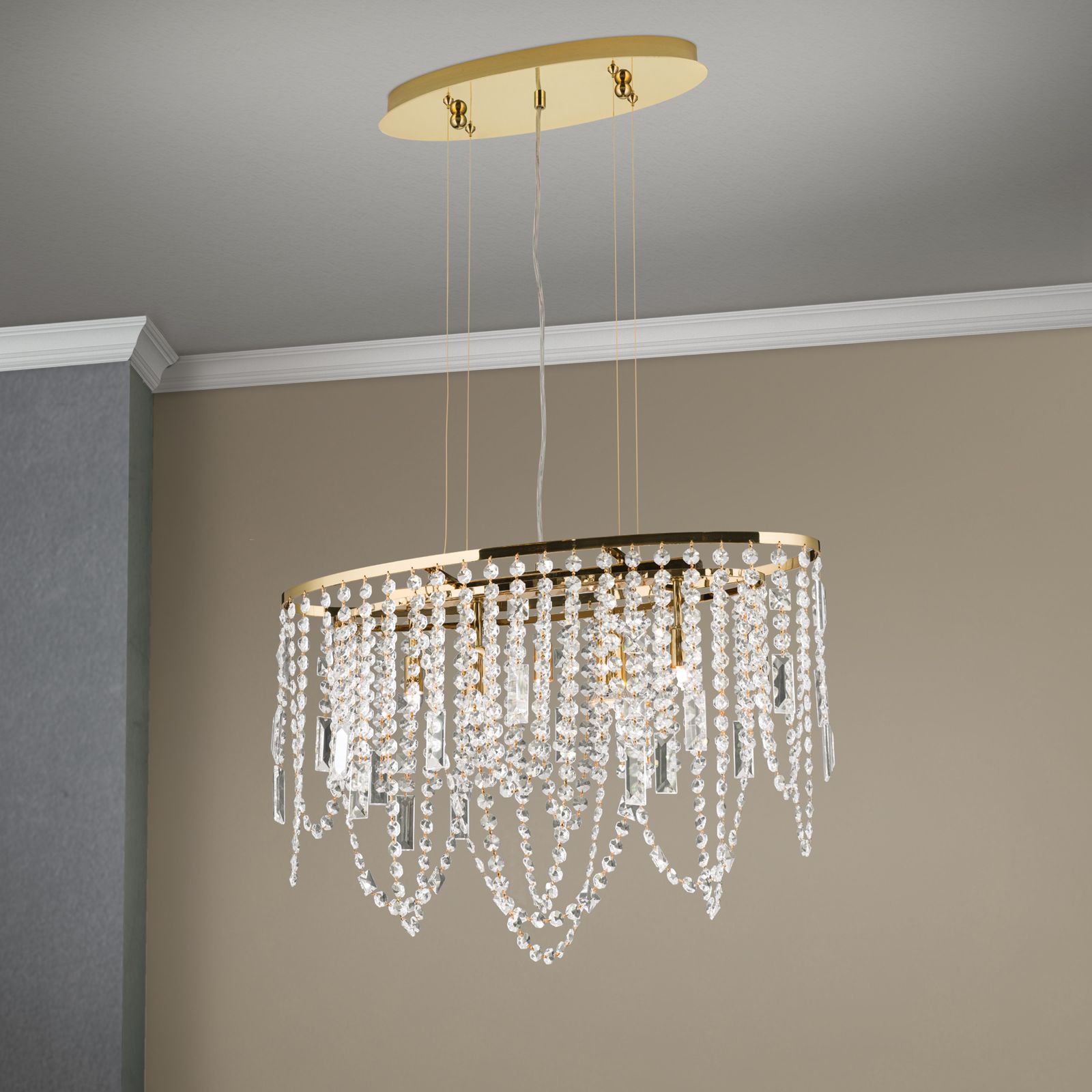 Deckenluster KRISTALLDESIGN, Gold, 60x25cm