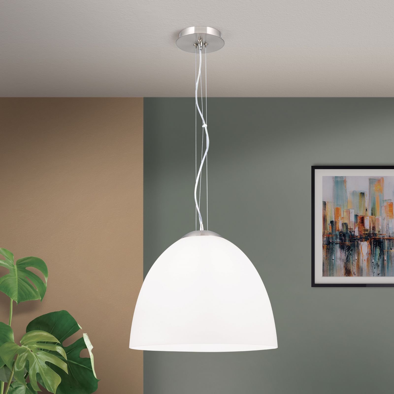 Pendant lamp CONE, satinated, with alaska-coloured glass, 40cm