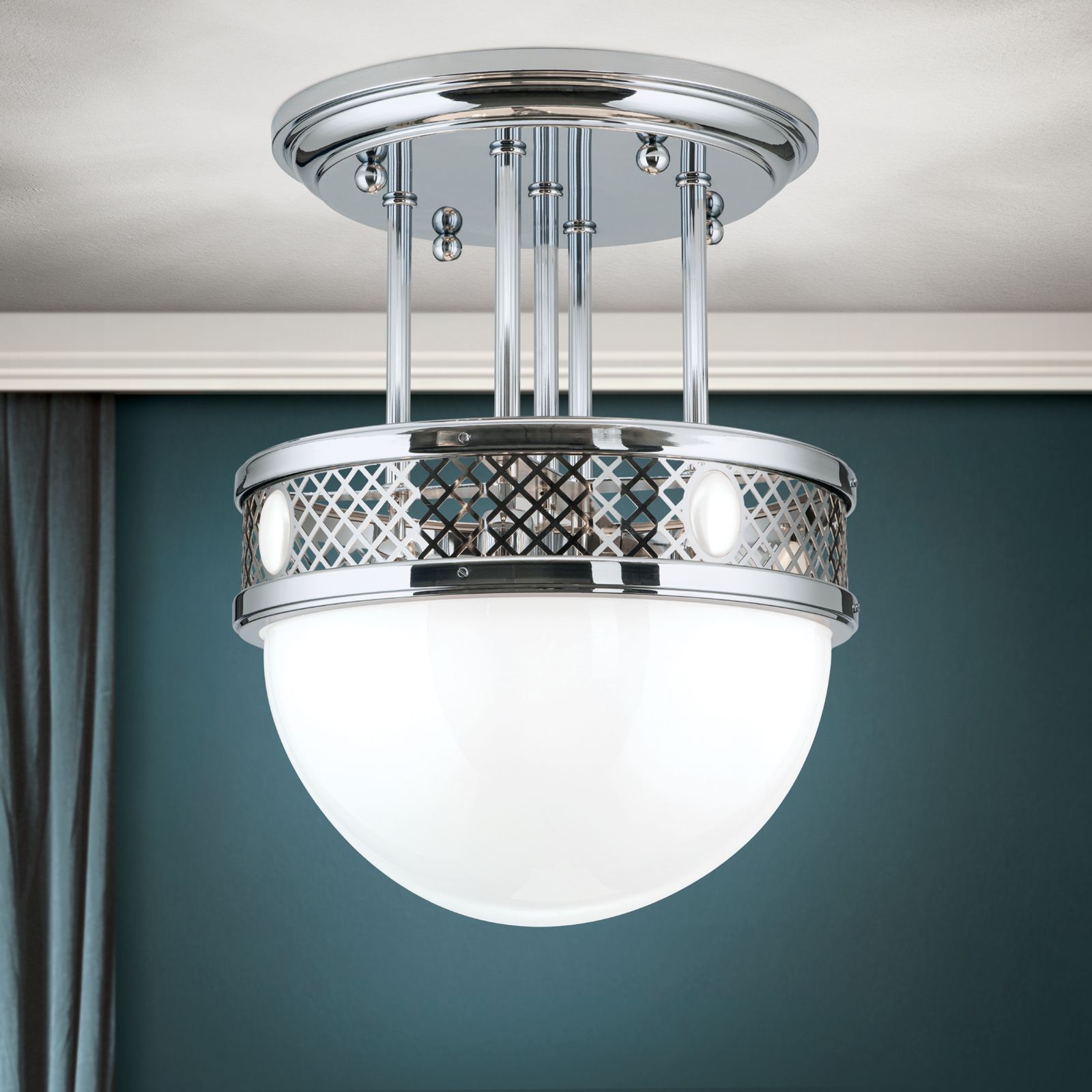 Semi Flush Ceiling Light ALT WIEN, nickel finish, 46cm