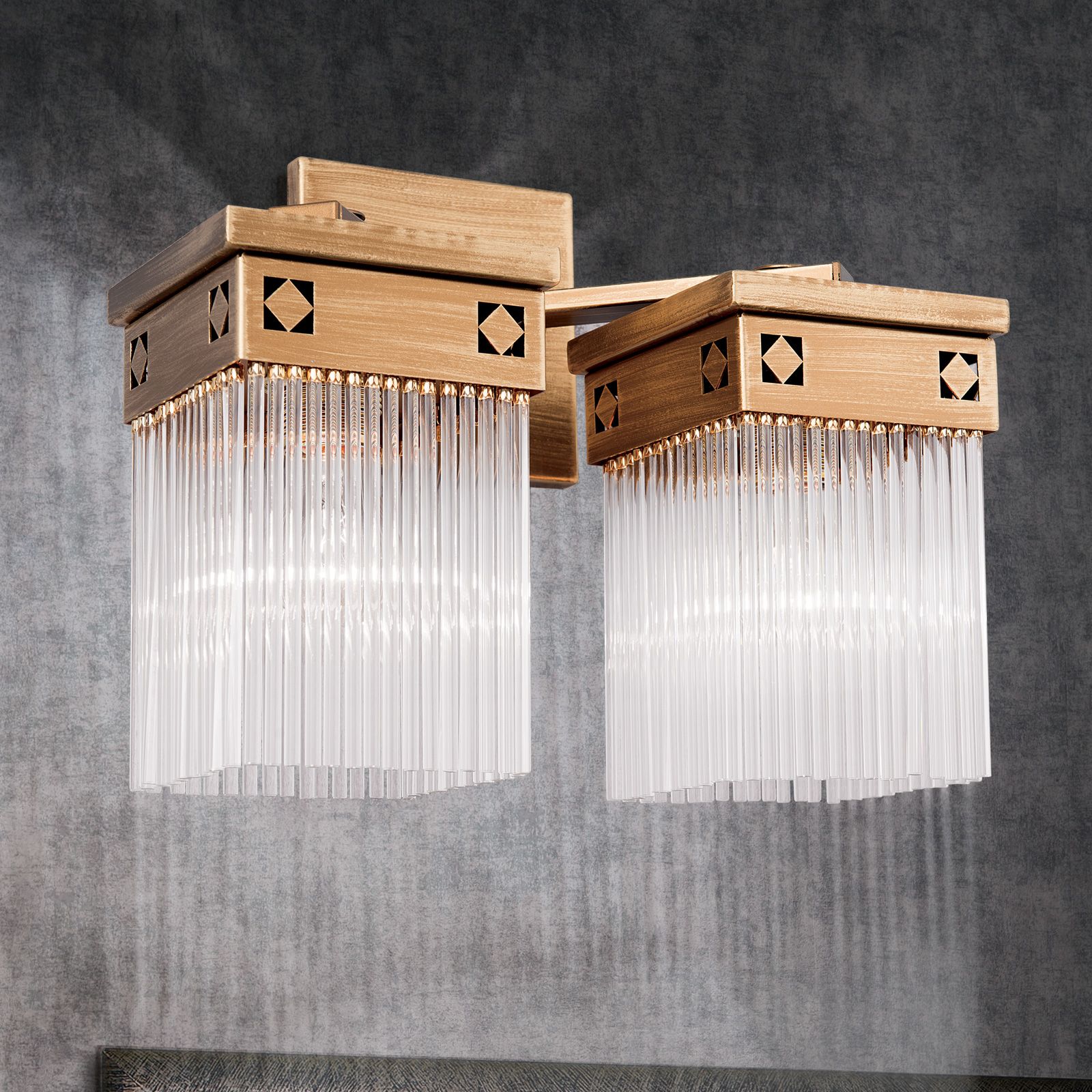 Wandleuchte ART QUATRO, 2-flammig, Altbronze