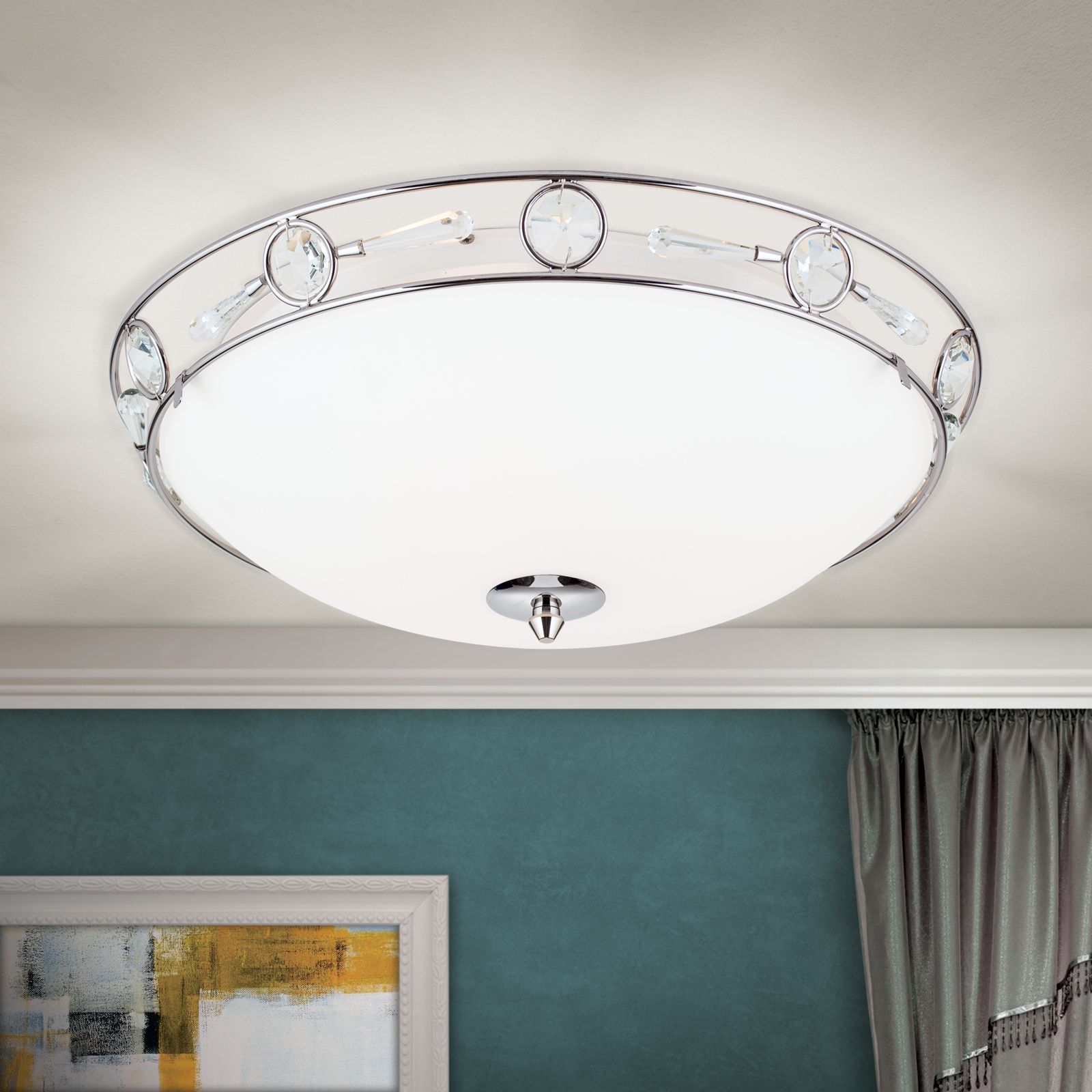 Stropní svítidlo OPALDESIGN, saténové, s opálově matným sklem, 45cm