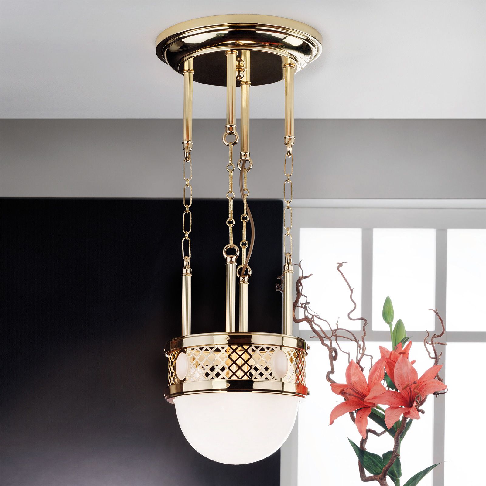 Pendant lamp ALT WIEN, shiny brass, 29cm