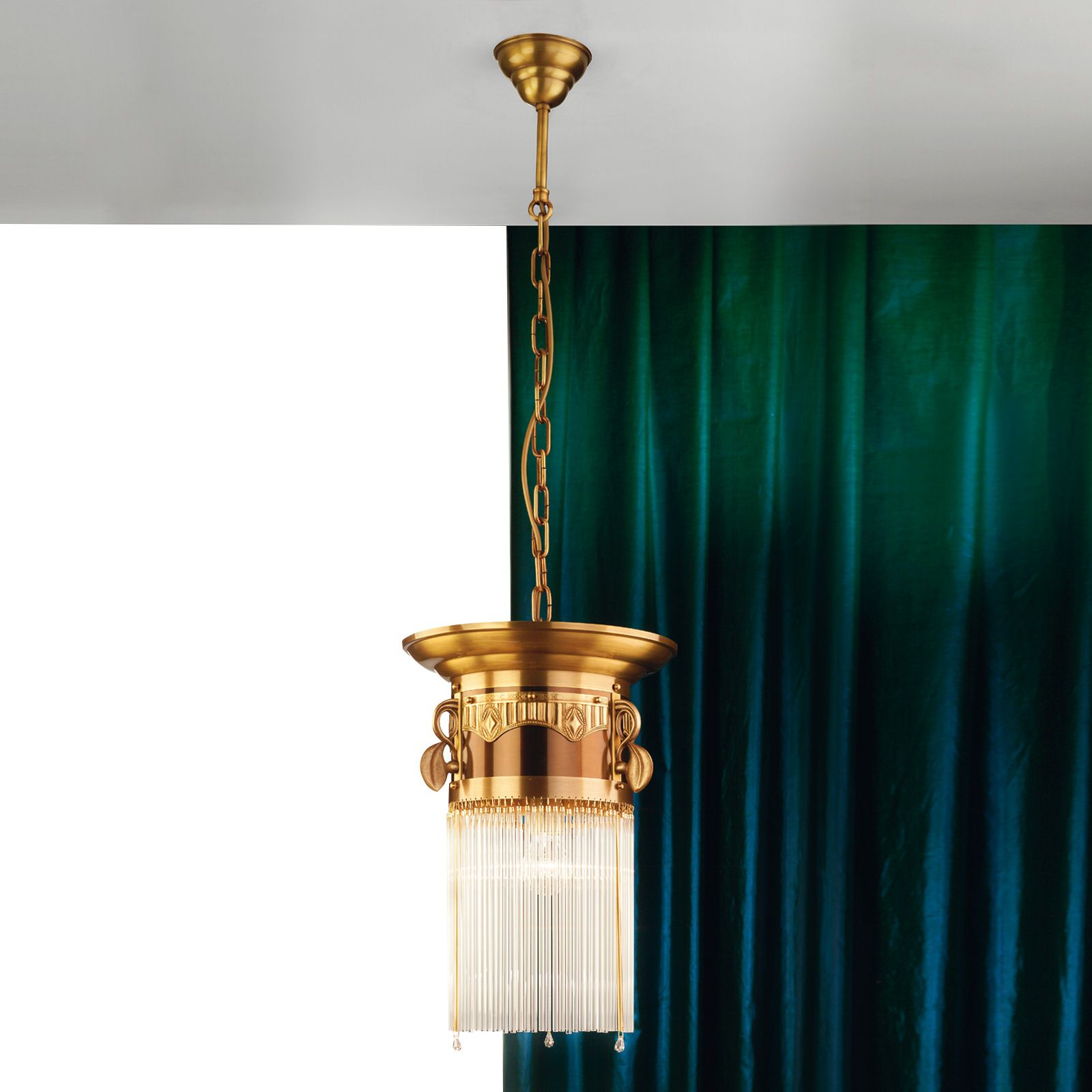 Hängeleuchte ADELE, Altmessing, mit Stäbchen, 32cm