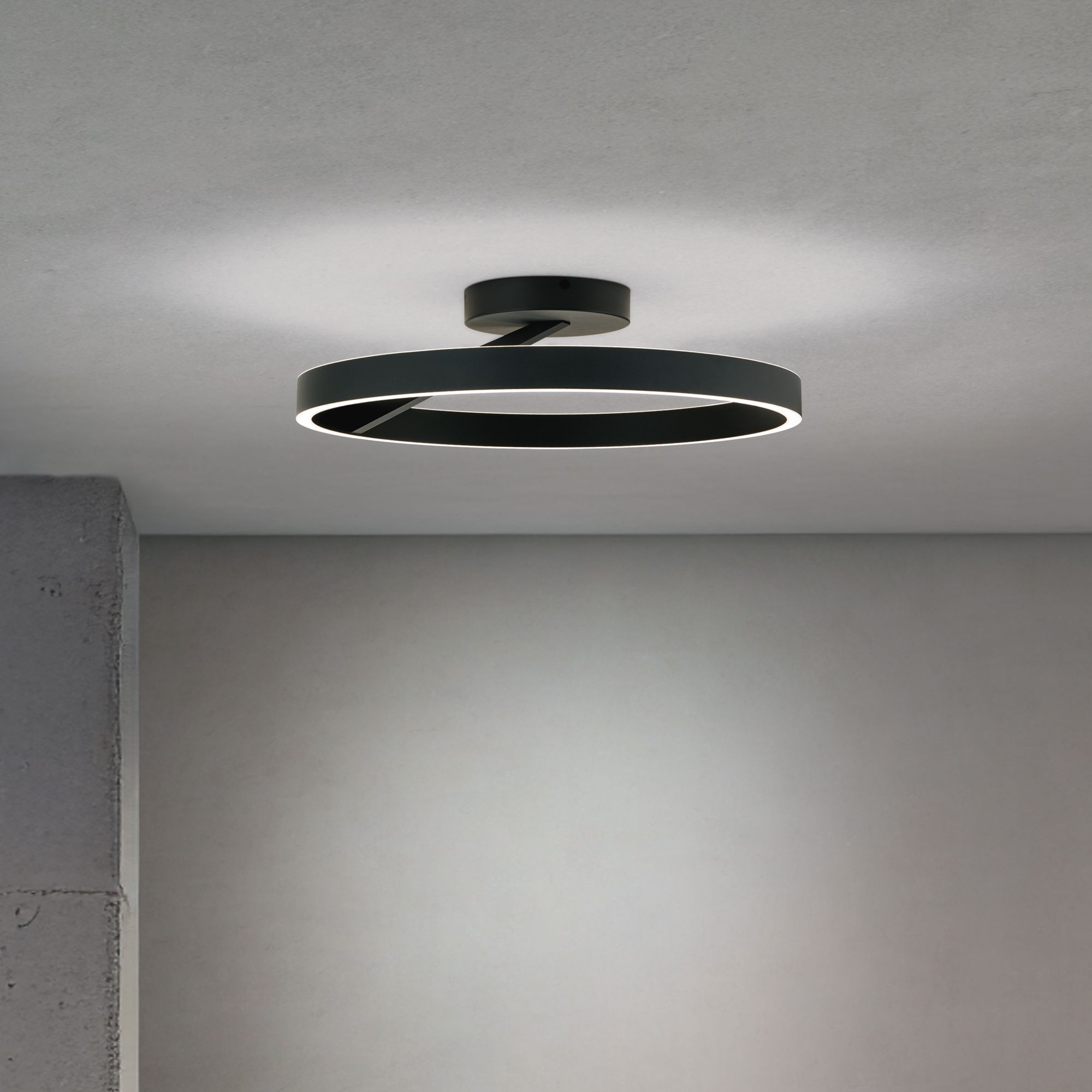 LED ceiling light KOLK, Ø 60cm, black