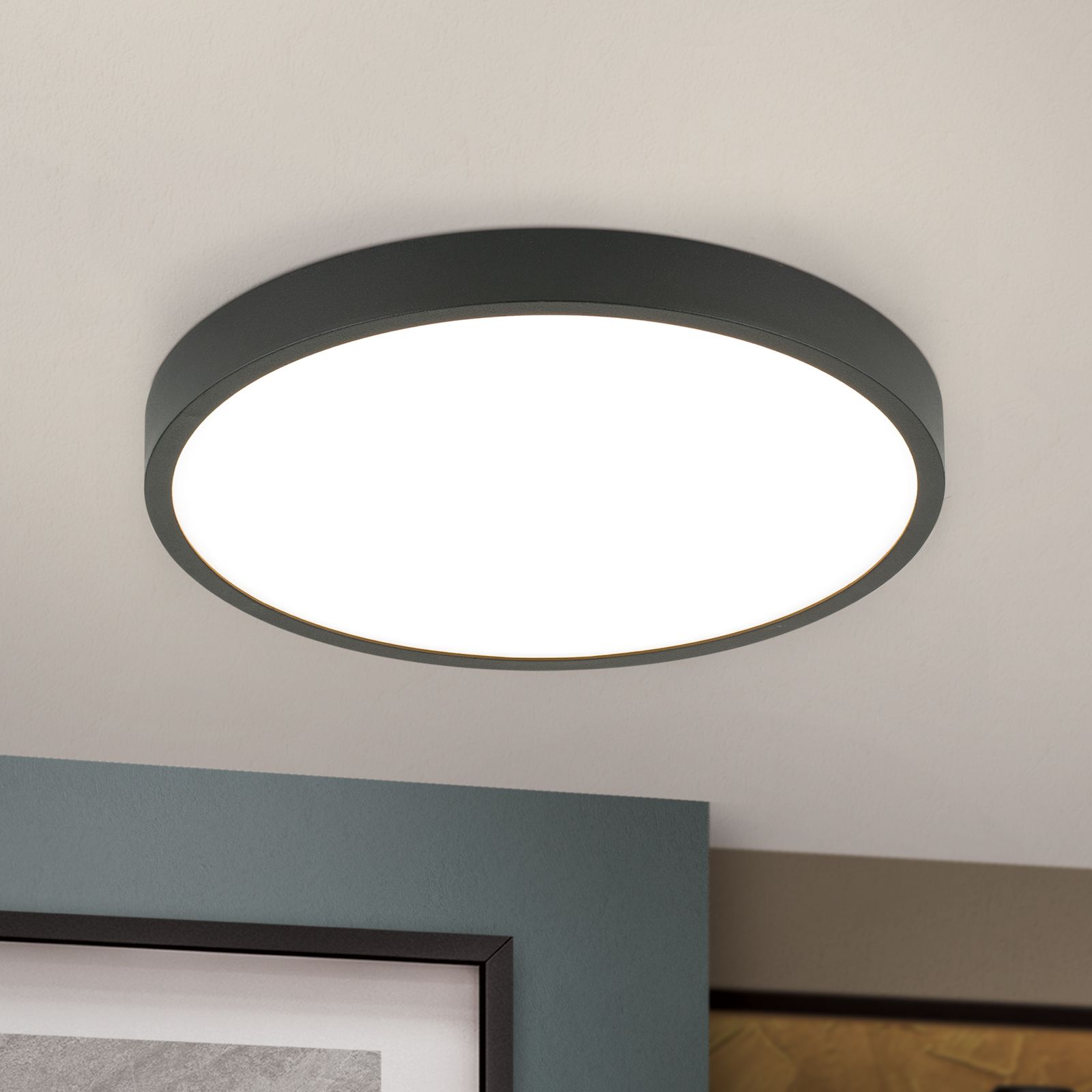 LED ceiling light BULLY, Ø 24 cm, black