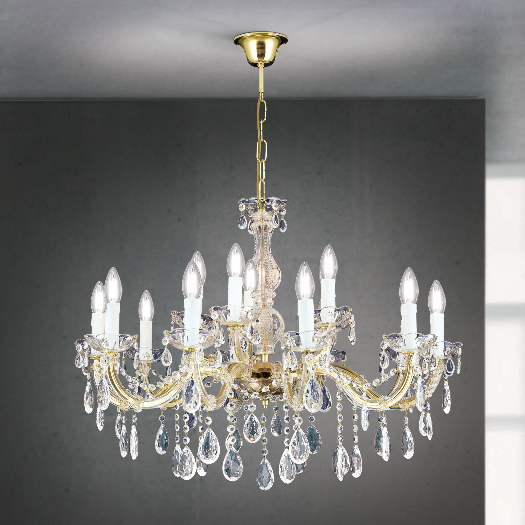 Lustr MARIE CLAIRE, 15-plamenný, zlatý