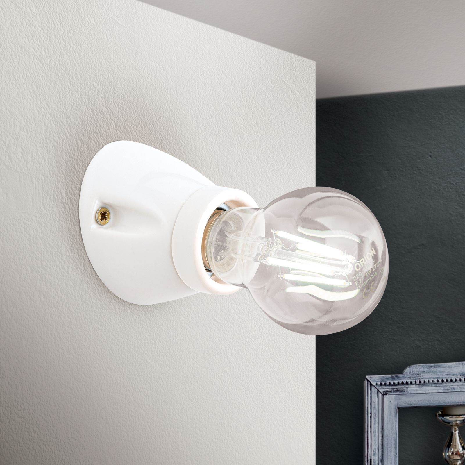 Wandleuchte FROST, 1-flammig, Keramik, Weiß