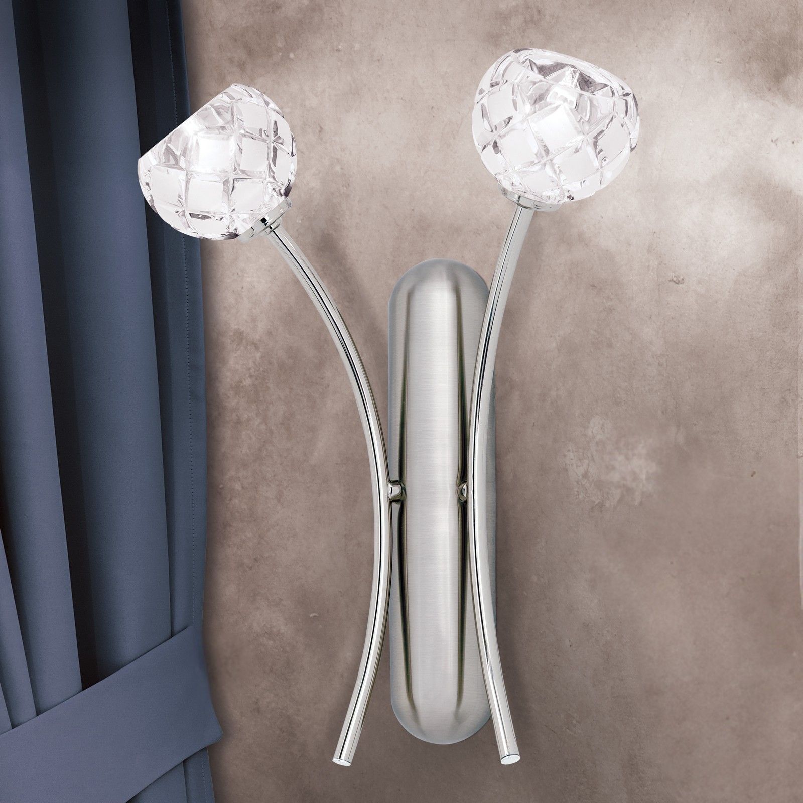 Wall light MADERNO, satin chrome finish