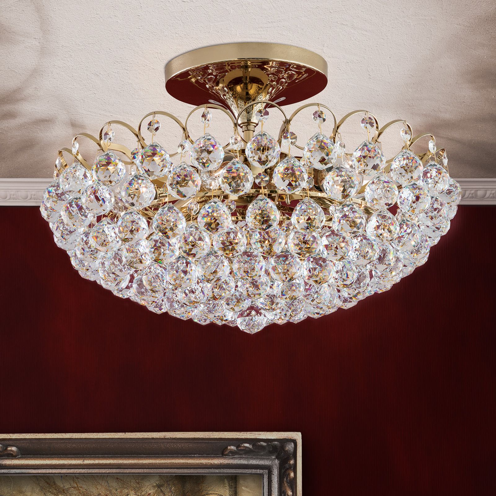 Ceiling chandelier KRISTALL KLASSISCH, 55 cm, chrome