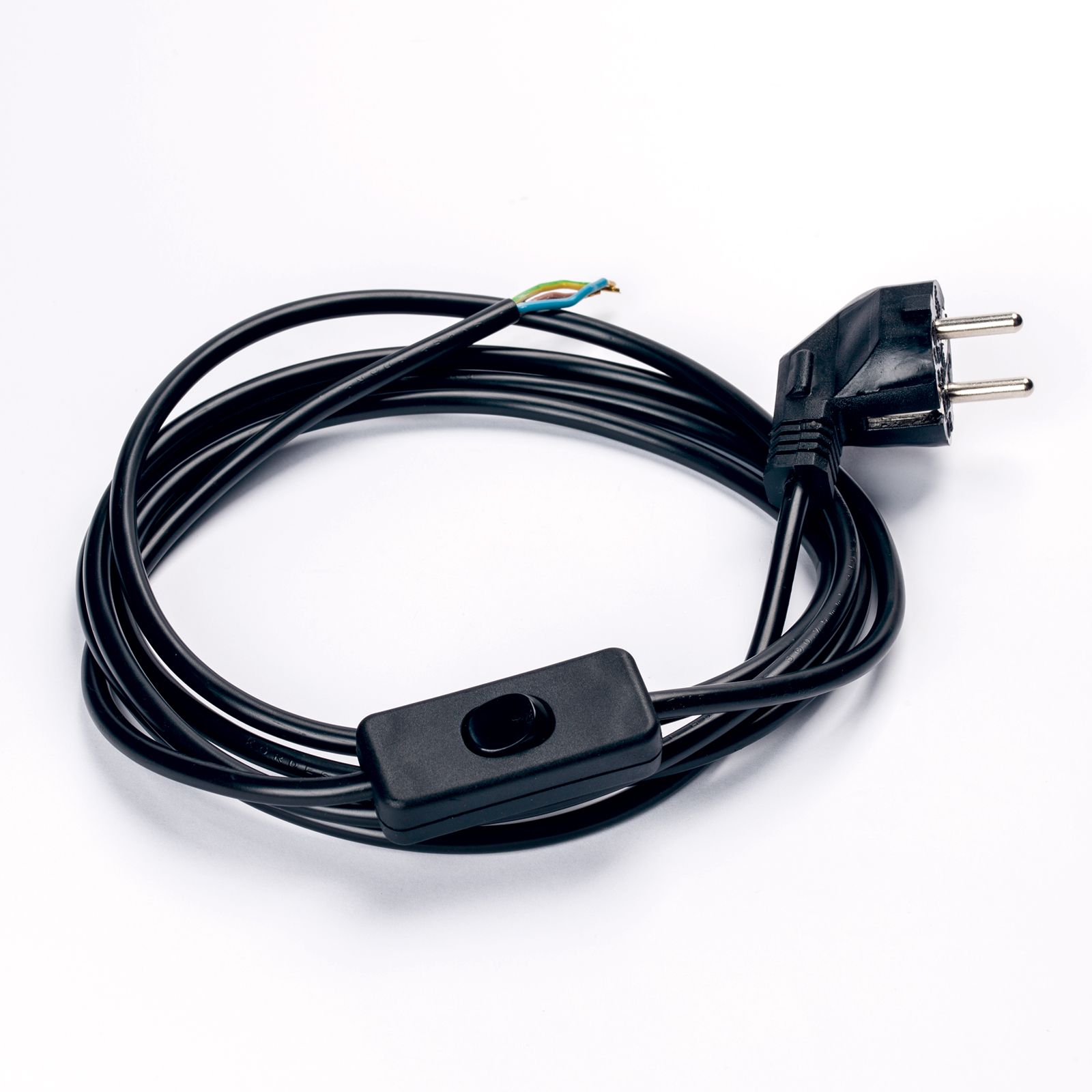 Power cord 310/90 with Intermediate switch, Schuko, black