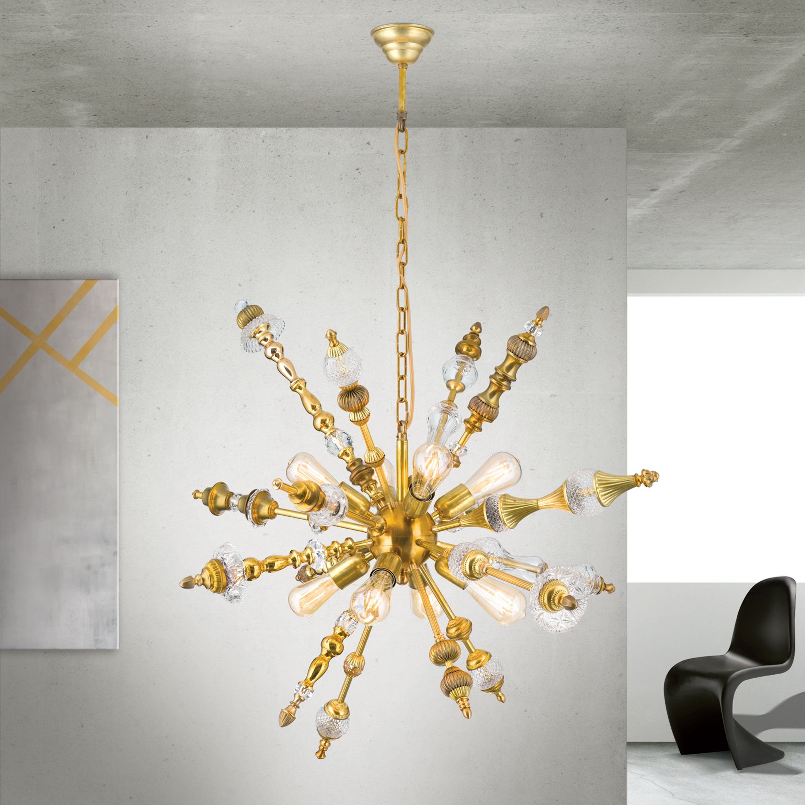 Chandelier BAROCOCO, 8-lamps, brass