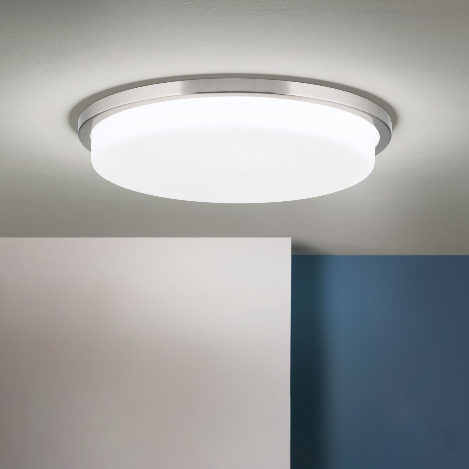 LEROX LED Ceiling Light, satin chrome finish, Ø 40cm