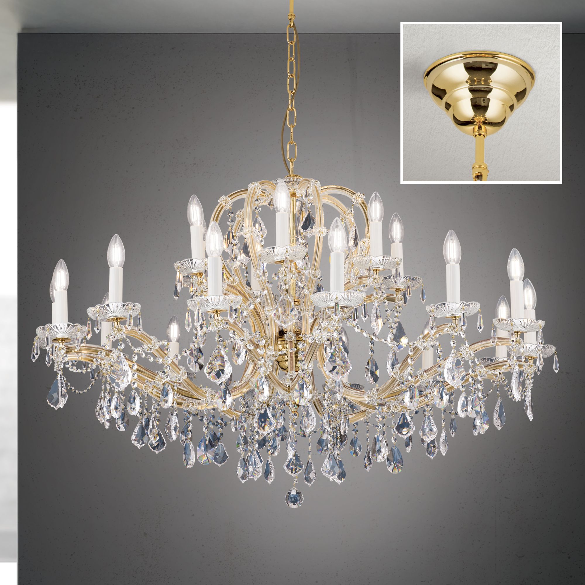 Topaz chandelier ゴールド シャンデリア　特別価格 チェコ製 ボヘミアクリスタル シャンデリア 8灯 green+gold｜Bohemian