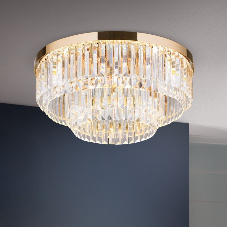 LED stropní svítidlo PRISM, pozlacené 24 karátovým zlatem, Ø 55cm