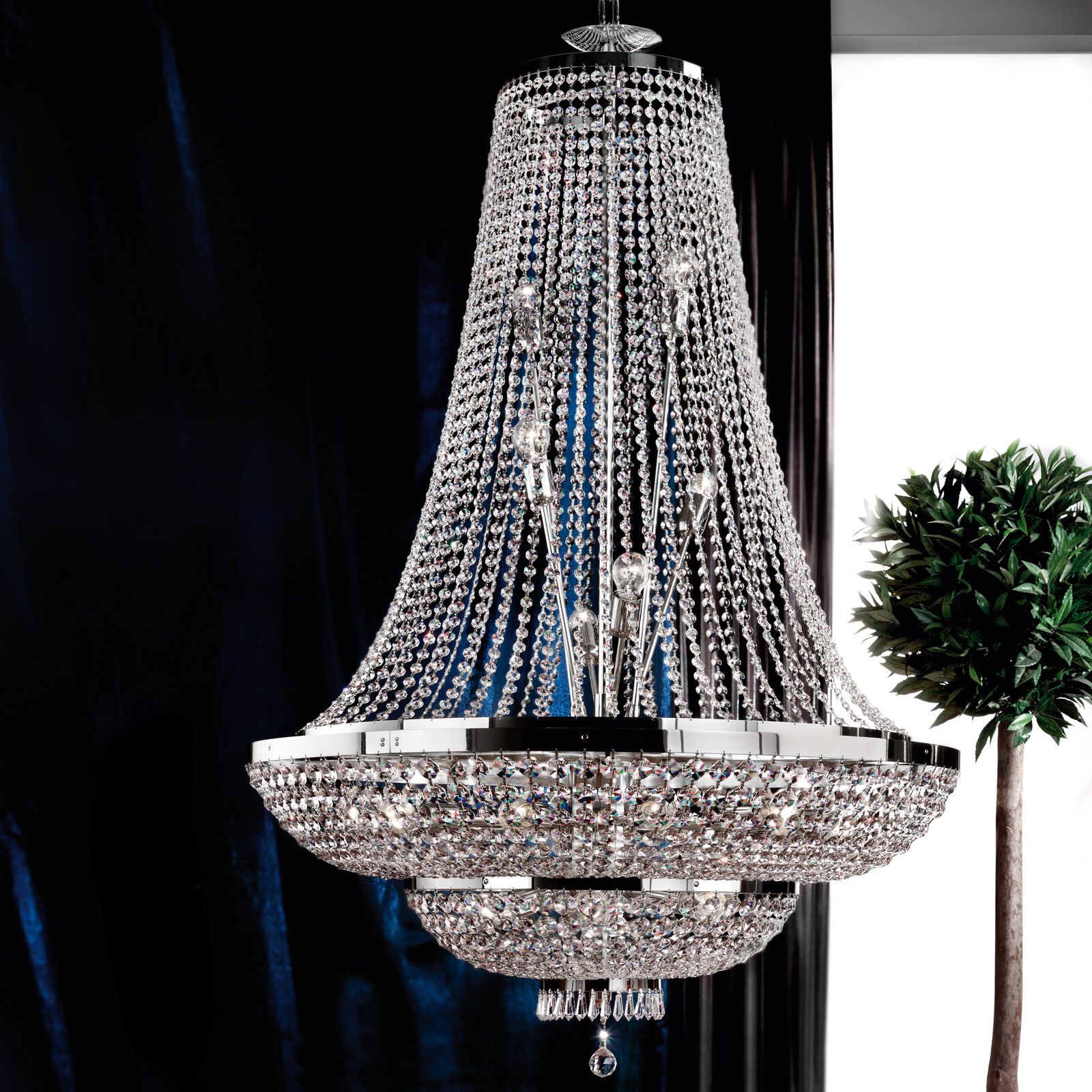 Chandelier SHERATON, 24-flames, chrome, 120 cm
