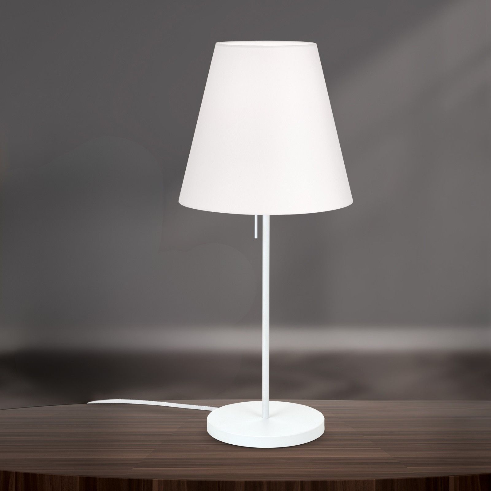 SHADE lampa stołowa, duża, biały, ze stożkowym, białym kloszem