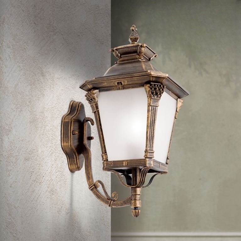 Outdoor wall lamp AIKO, patina, upwards